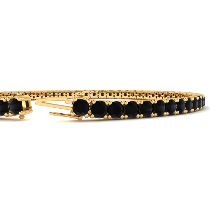 3 1/2 Carat Black Diamond Tennis Bracelet In 14 Karat Yellow Gold, 6 Inches