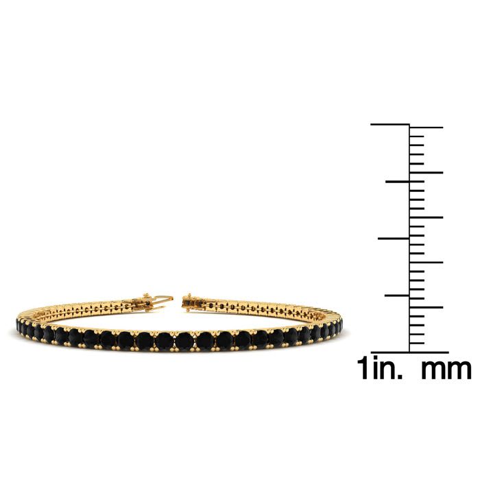 4 1/4 Carat Black Diamond Tennis Bracelet In 14 Karat Yellow Gold, 7 1/2 Inches