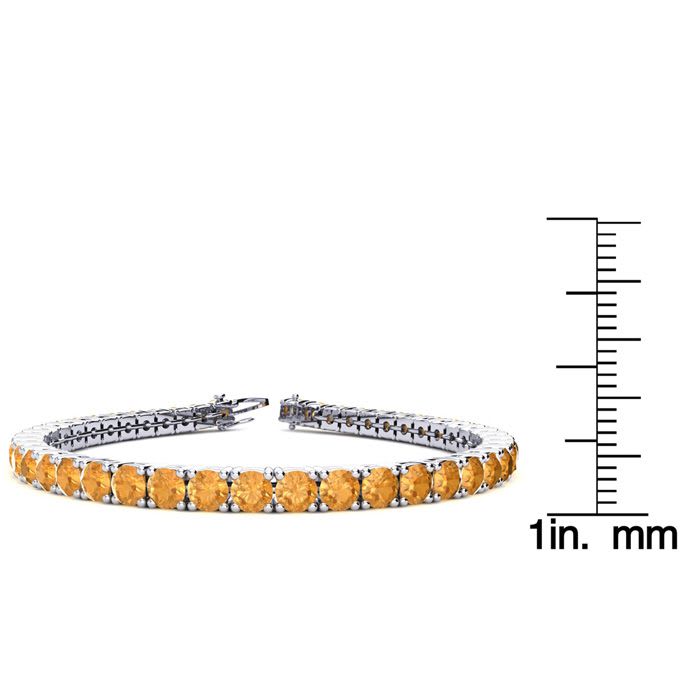 7 3/4 Carat Citrine Tennis Bracelet In 14 Karat White Gold, 6 Inches