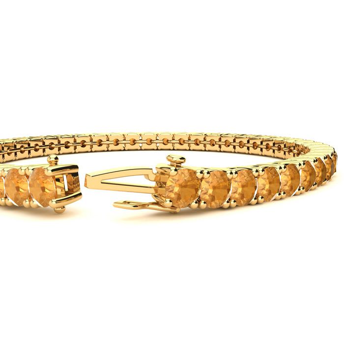 7 3/4 Carat Citrine Tennis Bracelet In 14 Karat Yellow Gold, 6 Inches