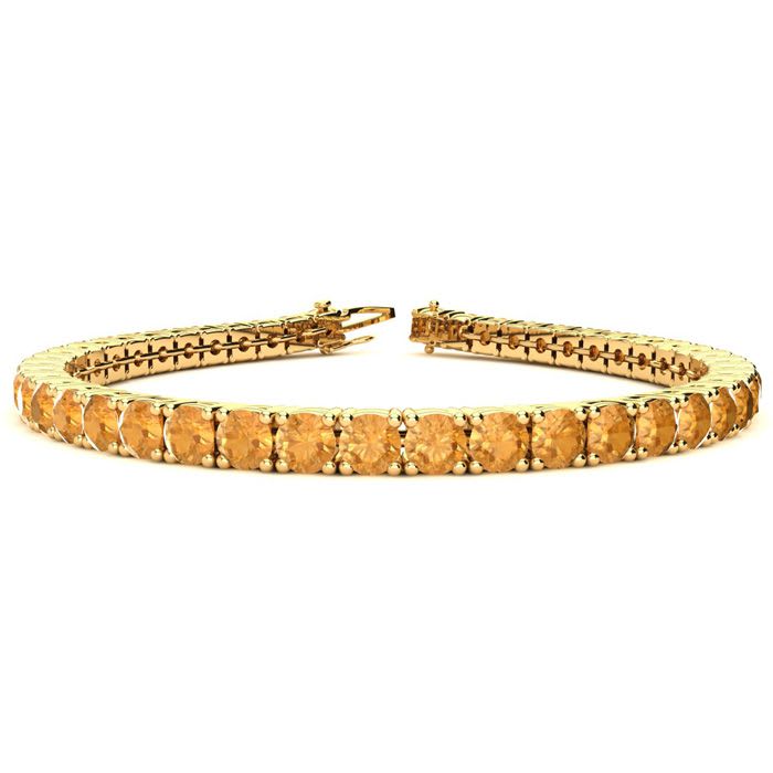 10 1/2 Carat Citrine Tennis Bracelet In 14 Karat Yellow Gold, 8 Inches