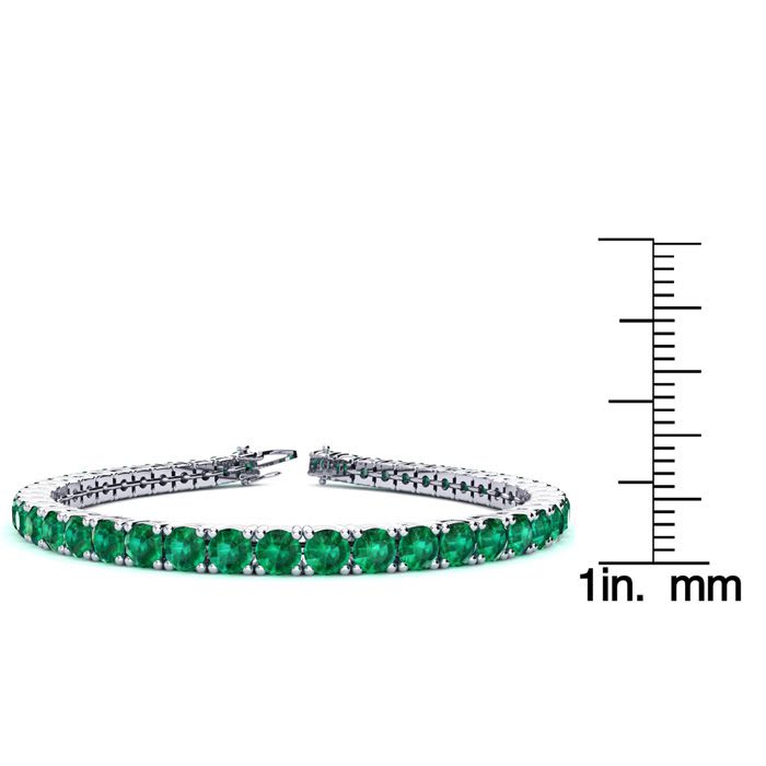 9 3/4 Carat Emerald Tennis Bracelet In 14 Karat White Gold, 6 Inches