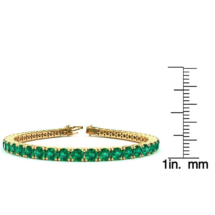 14 3/4 Carat Emerald Tennis Bracelet In 14 Karat Yellow Gold, 9 Inches