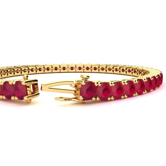 Ruby Bracelet; Ruby Tennis Bracelet; 13 1/4 Carat Ruby Tennis Bracelet In 14 Karat Yellow Gold