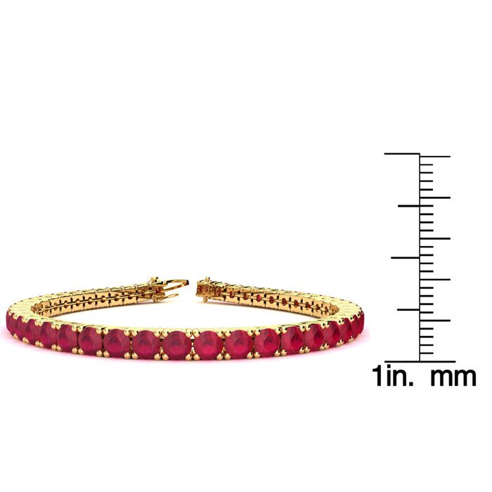 Ruby Bracelet; Ruby Tennis Bracelet; 13 1/4 Carat Ruby Tennis Bracelet In 14 Karat Yellow Gold