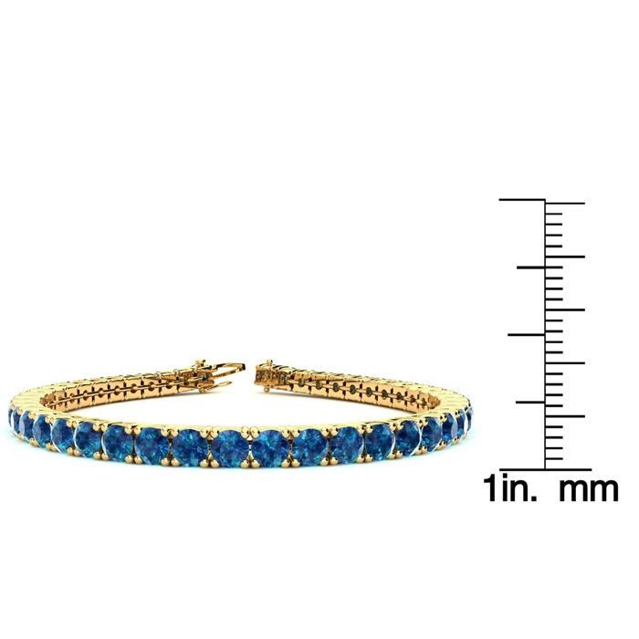8 1/2 Carat Blue Diamond Tennis Bracelet In 14 Karat Yellow Gold, 6 1/2 Inches