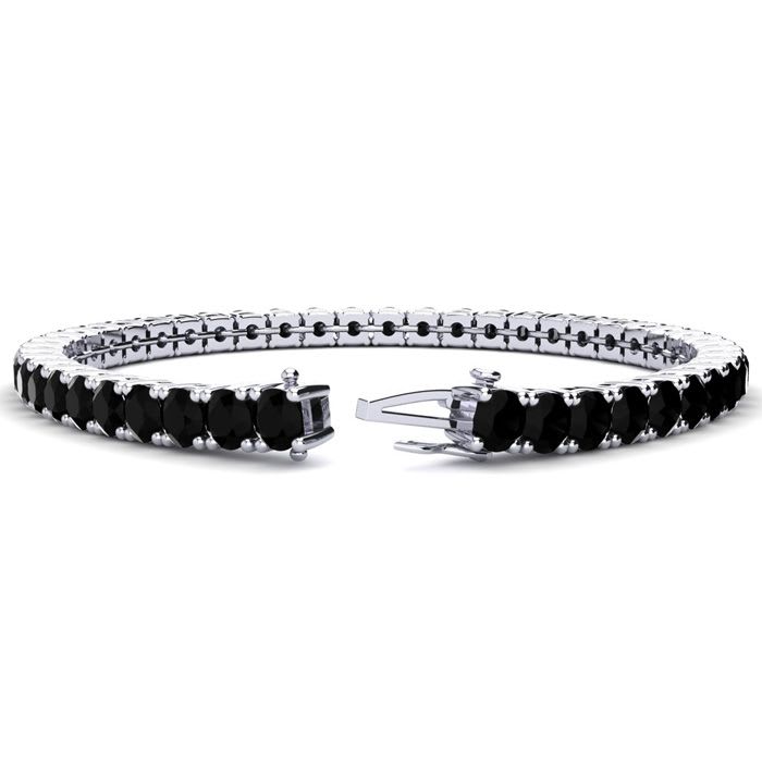 8 1/2 Carat Black Diamond Tennis Bracelet In 14 Karat White Gold, 6 1/2 Inches