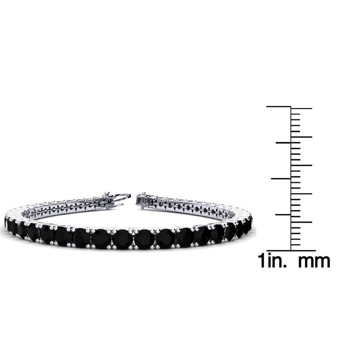 9 3/4 Carat Black Diamond Tennis Bracelet In 14 Karat White Gold, 7 1/2 Inches