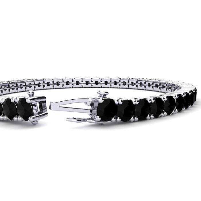 11 1/5 Carat Black Diamond Tennis Bracelet In 14 Karat White Gold, 8 1/2 Inches