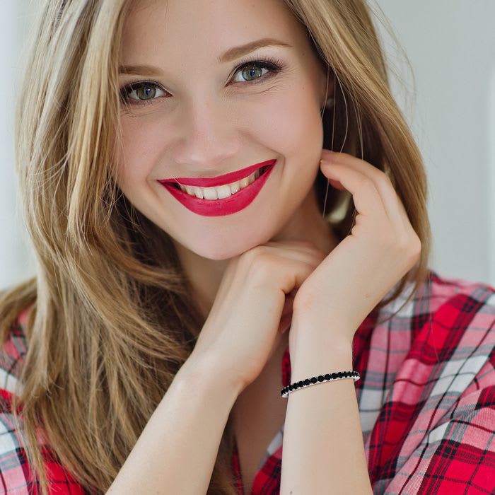 11 1/5 Carat Black Diamond Tennis Bracelet In 14 Karat White Gold, 8 1/2 Inches