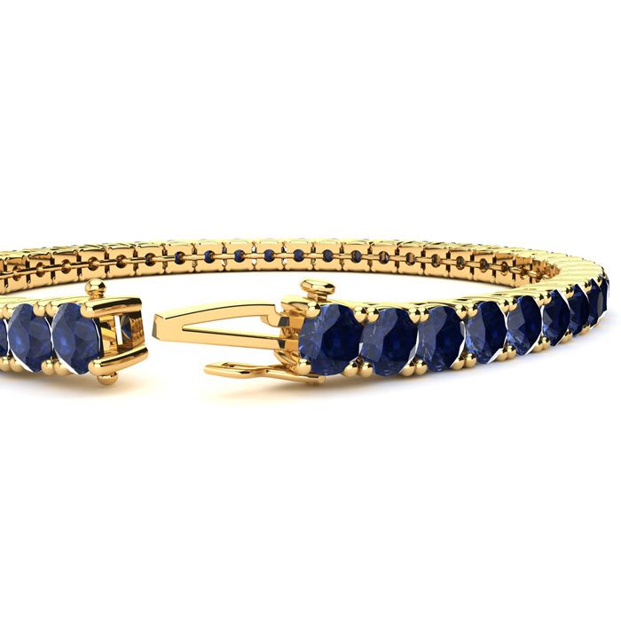 15 3/4 Carat Sapphire Tennis Bracelet In 14 Karat Yellow Gold, 8 1/2 Inches