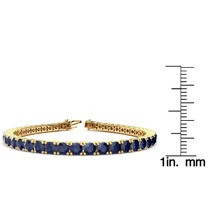 15 3/4 Carat Sapphire Tennis Bracelet In 14 Karat Yellow Gold, 8 1/2 Inches