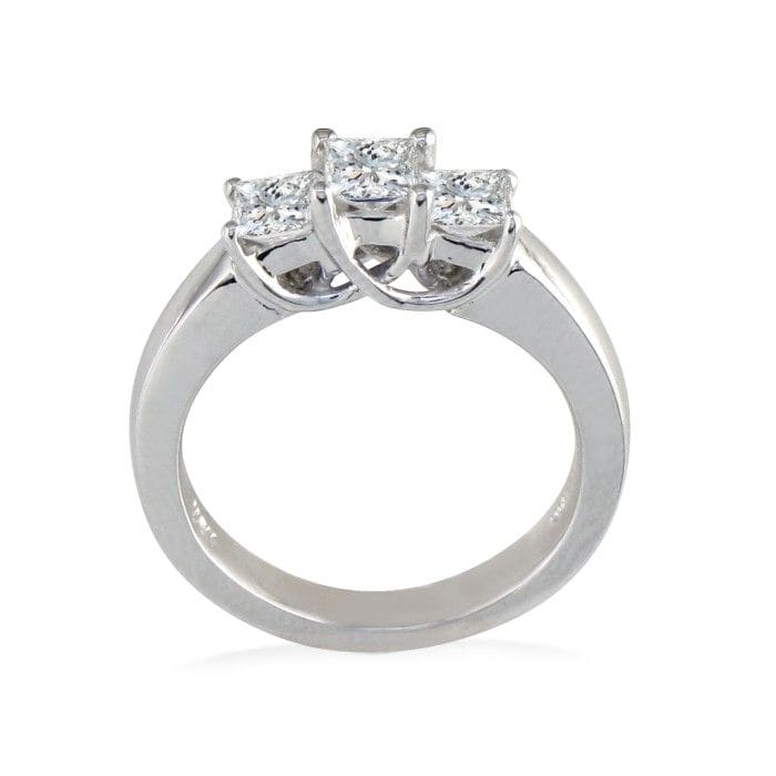 1 1/2ct Princess Three Diamond Ring in 14k White Gold. Closeout