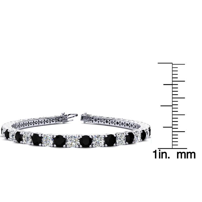 10 1/2 Carat Black and White Diamond Tennis Bracelet In 14 Karat White Gold, 8 Inches