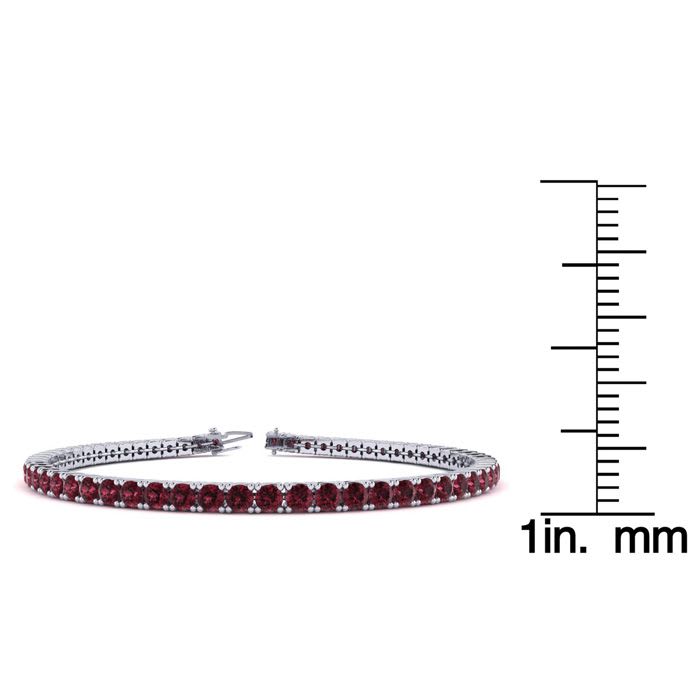 Garnet Bracelet: Garnet Jewelry: 4 1/4 Carat Garnet Tennis Bracelet In 14 Karat White Gold, 6 1/2 Inches