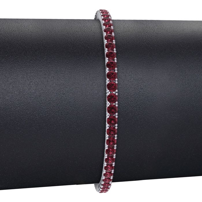 Garnet Bracelet: Garnet Jewelry: 4 1/4 Carat Garnet Tennis Bracelet In 14 Karat White Gold, 6 1/2 Inches