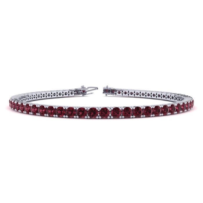 Garnet Bracelet: Garnet Jewelry: 4 1/2 Carat Garnet Tennis Bracelet In 14 Karat White Gold, 6 1/2 Inches