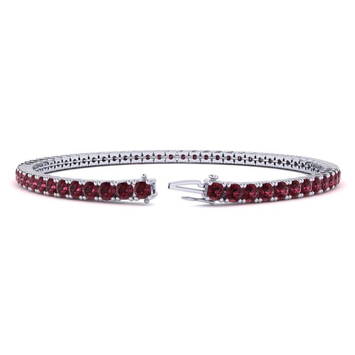 Garnet Bracelet: Garnet Jewelry: 4 1/2 Carat Garnet Tennis Bracelet In 14 Karat White Gold, 6 1/2 Inches