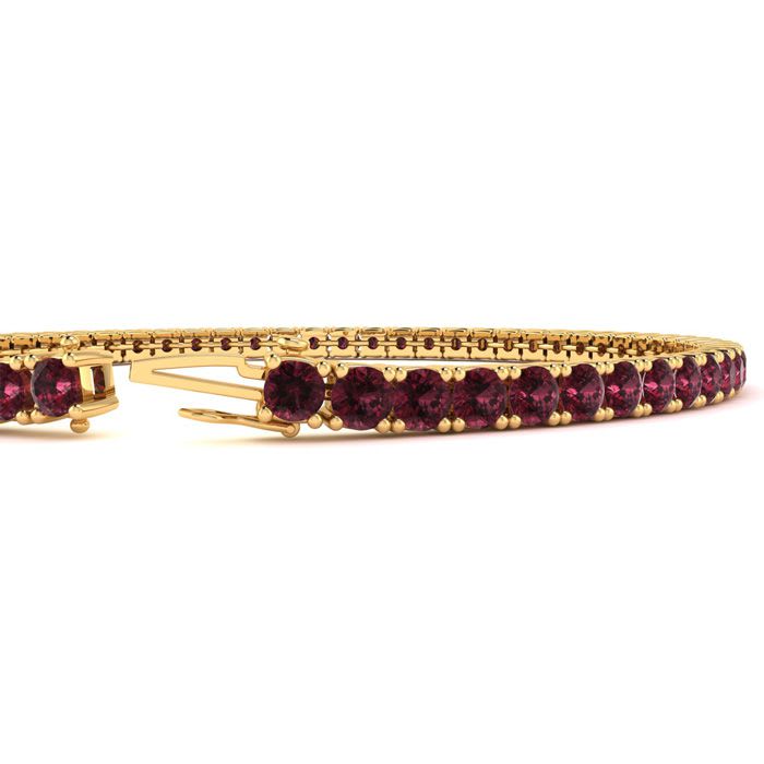5 Carat Garnet Tennis Bracelet In 14 Karat Yellow Gold, 7 1/2 Inches