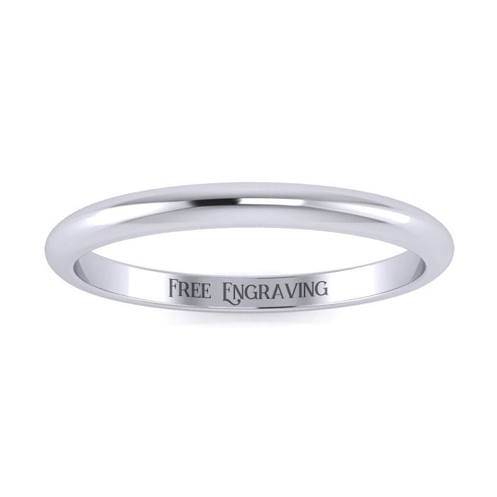 Wedding Bands 14k White Gold 2mm Ladies And Mens Wedding Band Size 7 Free Engraving Superjeweler