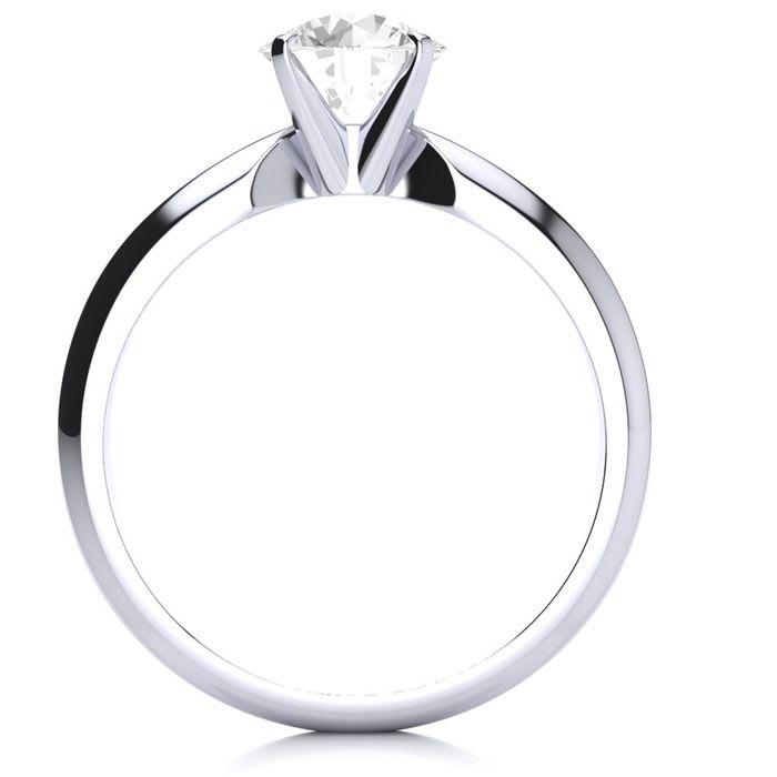 Round Engagement Rings, 1 Carat Round Diamond Solitaire Ring Crafted In 14K White Gold