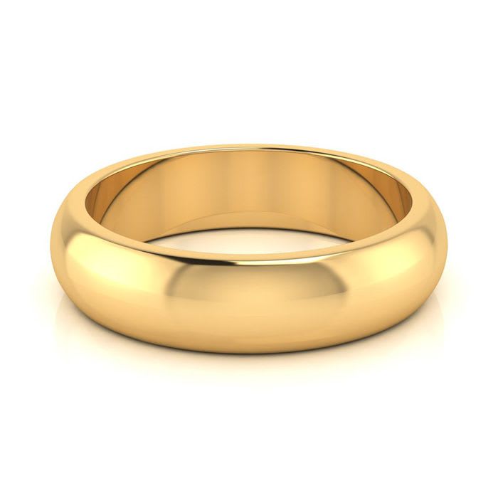 18K Yellow Gold 5MM Heavy Comfort Fit Ladies and Mens Wedding Band, Size 15