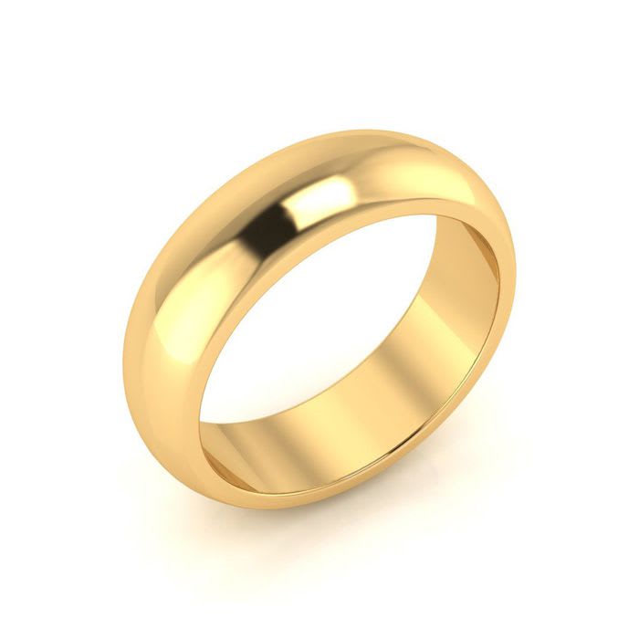 18K Yellow Gold 6MM Heavy Comfort Fit Ladies and Mens Wedding Band, Size 4