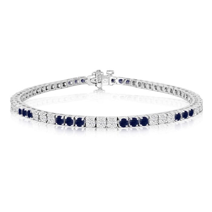 5 Carat Sapphire and Diamond Bracelet In 14 Karat White Gold