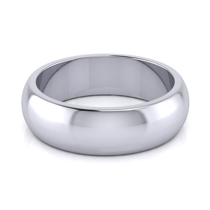Platinum 6MM Heavy Comfort Fit Ladies and Mens Wedding Band, Size 4