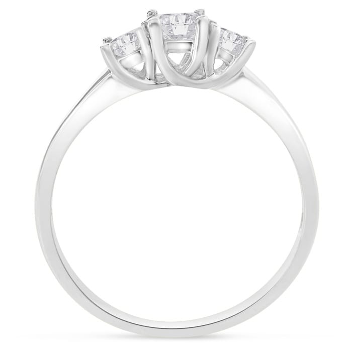 1/2ct Princess Three Diamond Ring in 14k White Gold, I/J, SI2/SI3