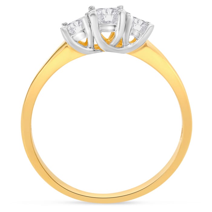 1/2ct Princess Three Diamond Ring in 14k Yellow Gold, I/J, SI2/SI3