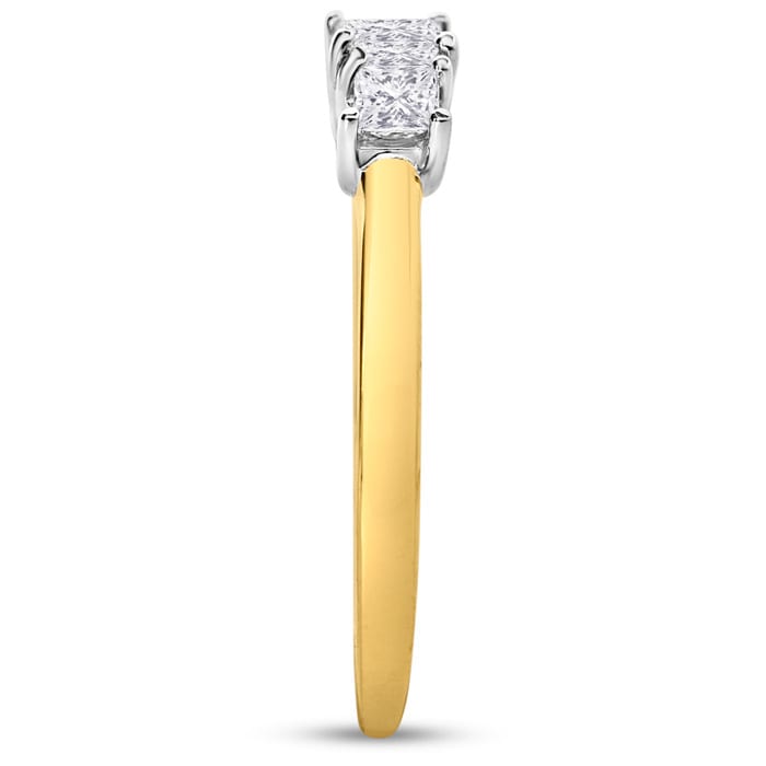 1/2ct Princess Three Diamond Ring in 14k Yellow Gold, I/J, SI2/SI3