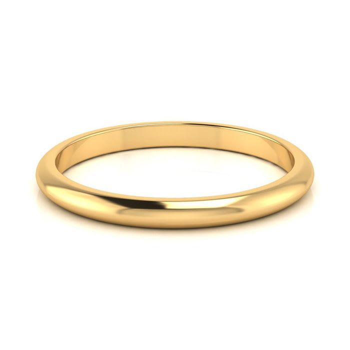 14K Yellow Gold 2MM Heavy Ladies and Mens Wedding Band, Size 9.5