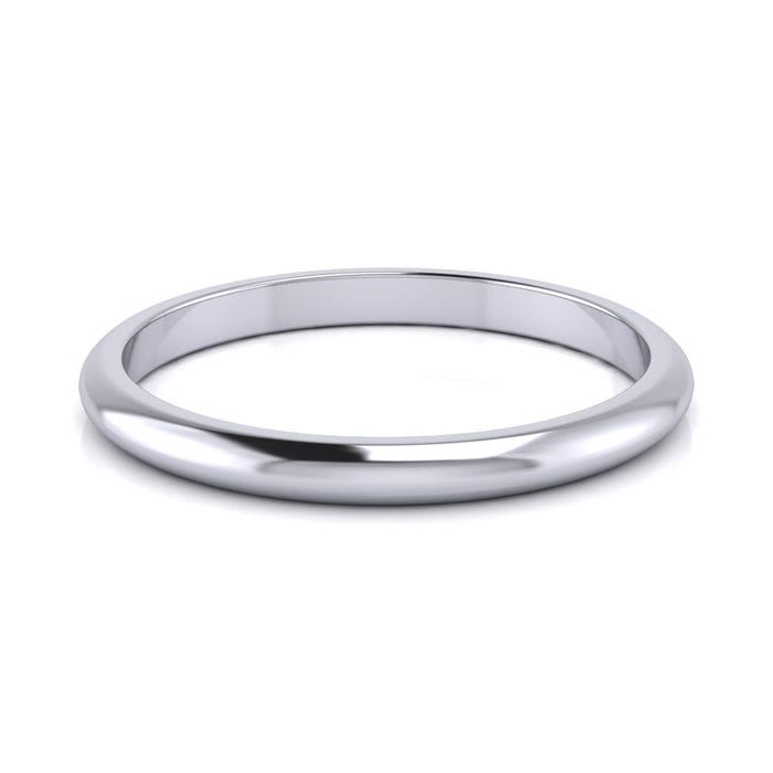 18K White Gold 2MM Heavy Ladies and Mens Wedding Band, Size 5.5