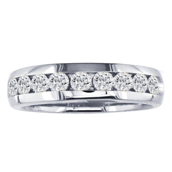 1 Carat Diamond Wedding Band In 14 Karat White Gold