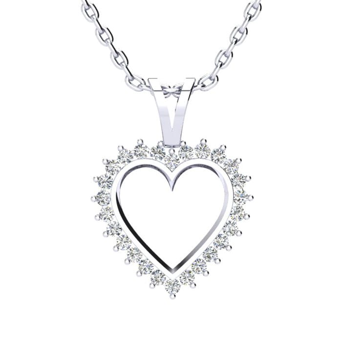  1/2ct Diamond Heart Pendant in White Gold
