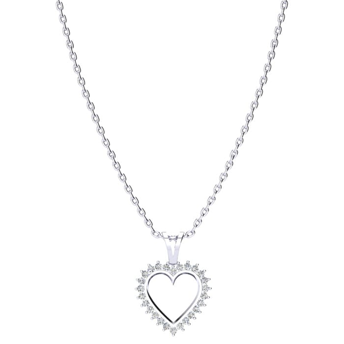  1/2ct Diamond Heart Pendant in White Gold
