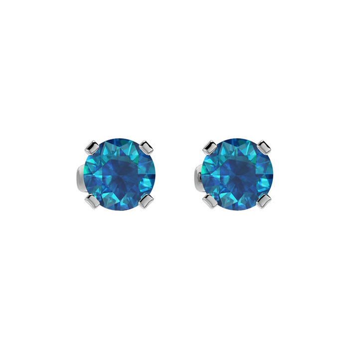 1/2 Carat Blue Diamond Stud Earrings In White Gold