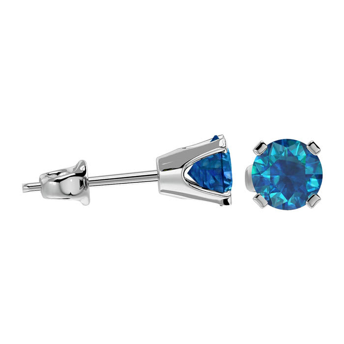1/2 Carat Blue Diamond Stud Earrings In White Gold