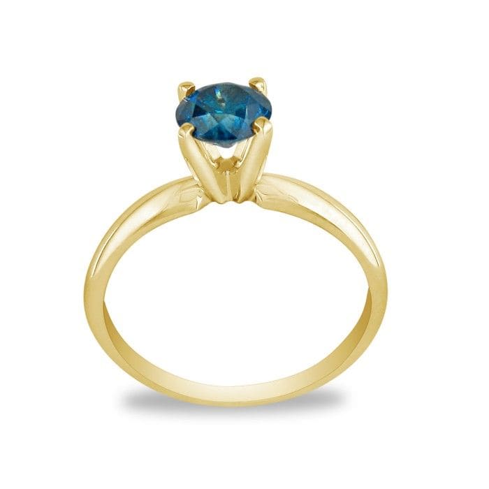 1/4 Carat Blue Diamond Ring in 14K Yellow Gold