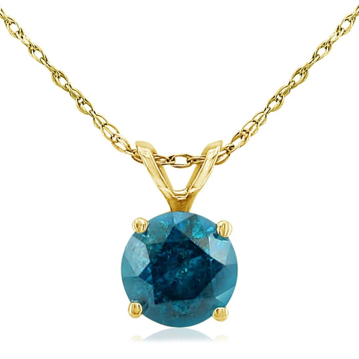 3/4ct Blue Diamond Pendant in 14K Yellow Gold