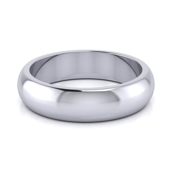 14K White Gold 5MM Heavy Ladies and Mens Wedding Band, Size 16