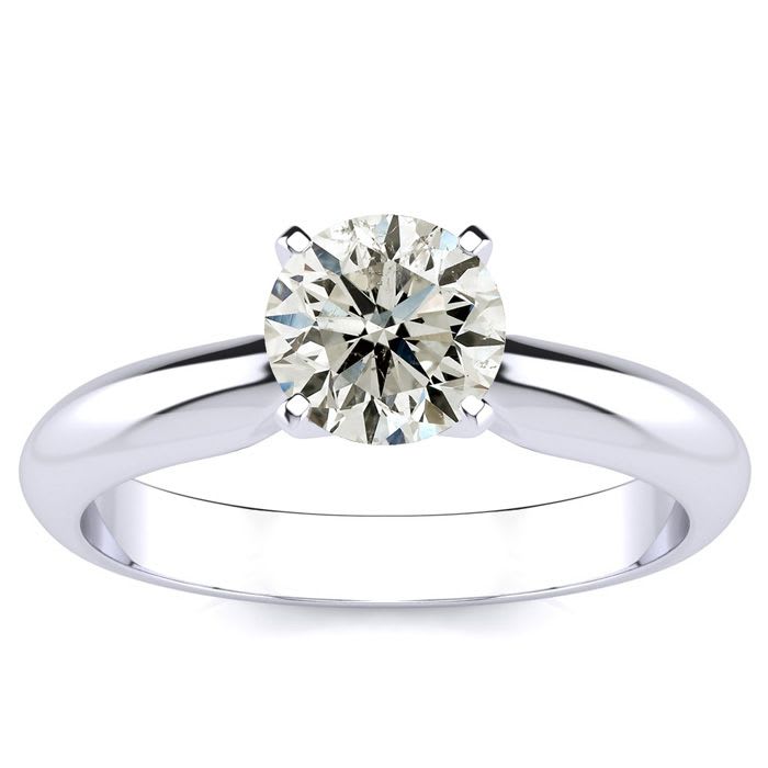 Round Engagement Rings, 1 Carat Round Shape Diamond Solitaire Ring Crafted In Platinum