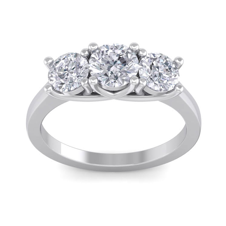 Three Diamond Ring  2.15 Carat Three Colorless Diamond Ring in