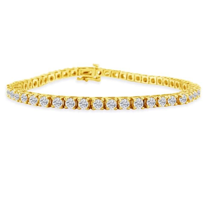 6 Carat Genuine Diamond Tennis Bracelet In 14 Karat Yellow Gold
