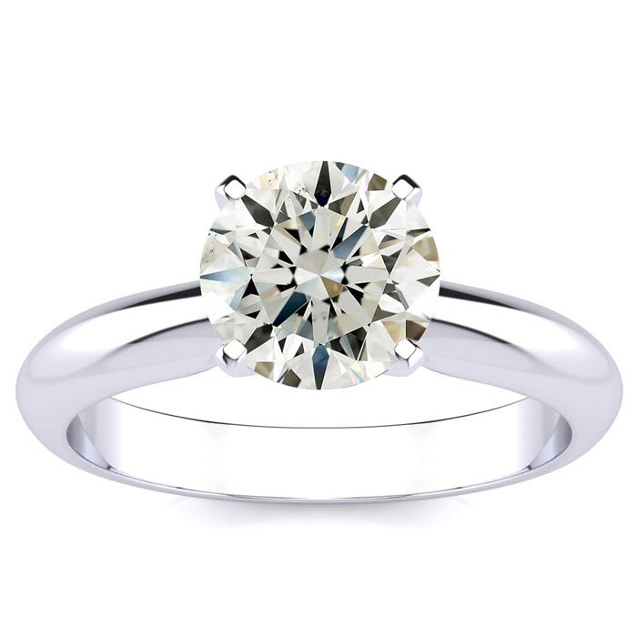 Round Engagement Rings, 1 1/2 Carat Round Diamond Engagement Ring Crafted In 14K White Gold
