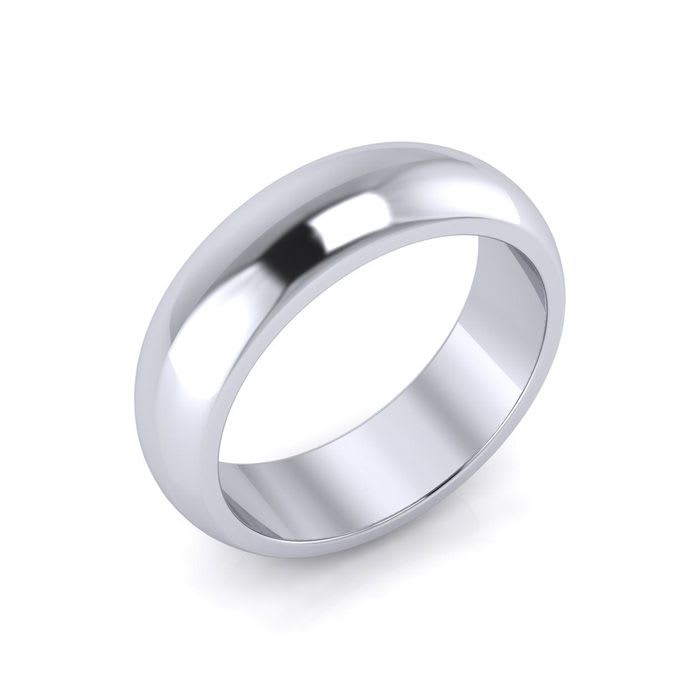 Platinum 6MM Heavy Ladies and Mens Wedding Band, Size 17