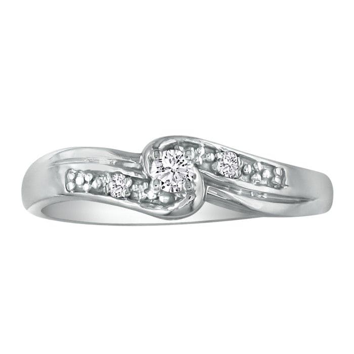 1/10ct Diamond Promise Ring with Thick Band in 10k White Gold
