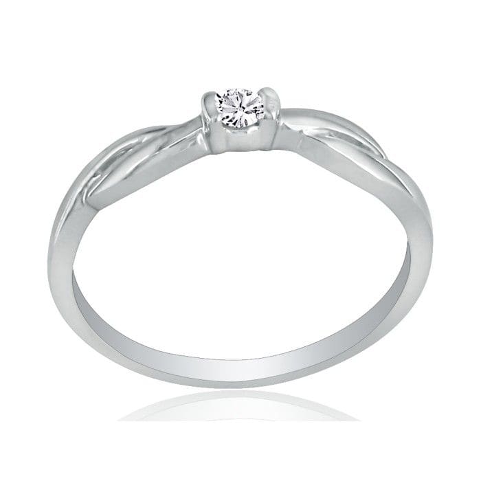 Beautiful Twist Band Diamond Promise Ring, 10k White Gold