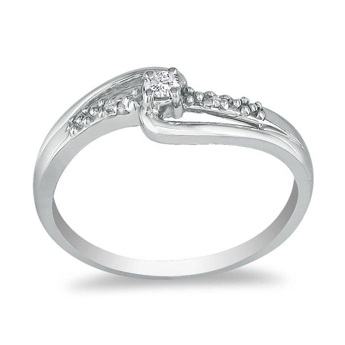 Beautiful Open Shank Diamond Promise Ring, 10k White Gold